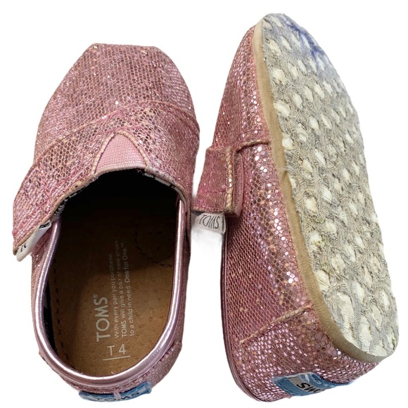 Toms ❤︎ Tiny Glitter Classic Walker Slip On Shoe Sneaker Baby Walker ❤︎ Pink - Picture 9 of 11